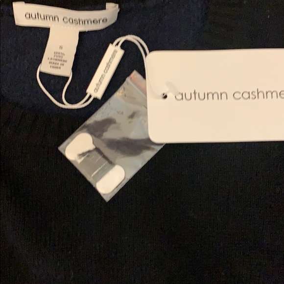 Autumn Cashmere black and navy cashmere sweater with lace trim - Picture 6 of 6